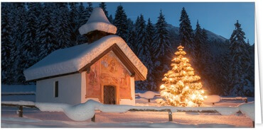 2024 für Firmen | Kategorie Winterlandschaften | Motiv: Kapelle zu Weihnachten - Artikel Nummer 11280
