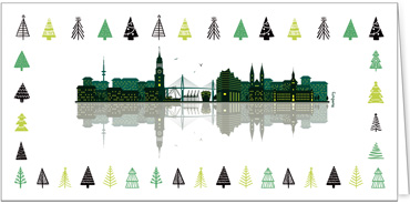 2024 für Firmen | Kategorie Städte Karten | Motiv: Skyline mit Bäumen - Hamburg - Artikel Nummer 31161-811