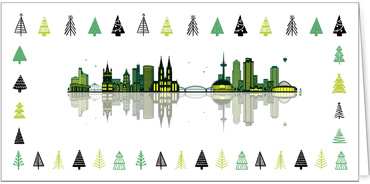 2024 für Firmen | Kategorie Städte Karten | Motiv: Skyline mit Bäumen - Köln - Artikel Nummer 31163-811