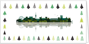 2023 für Firmen | Kategorie Städte Karten | Motiv: Skyline mit Bäumen - München - Artikel Nummer 31170-811