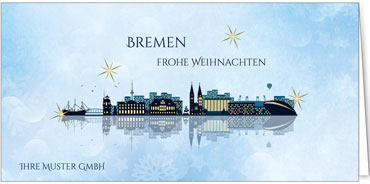 2024 für Firmen | Kategorie Städte Karten | Motiv: Bremen - Modern (Blau) - Artikel Nummer 7020-802