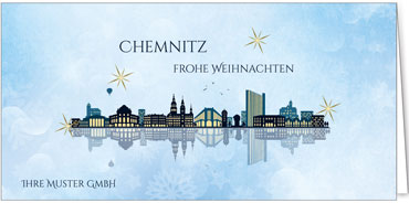 2024 für Firmen | Kategorie Städte Karten | Motiv: Chemnitz - Modern (Blau) - Artikel Nummer 7021-802