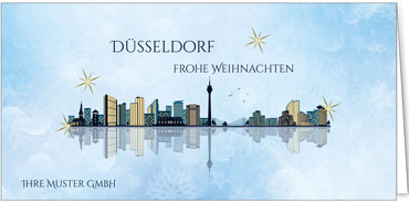 2023 für Firmen | Kategorie Städte Karten | Motiv: Düsseldorf - Modern (Blau) - Artikel Nummer 7023-802