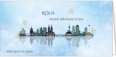 2023 für Firmen | Kategorie Städte Karten | Motiv: Köln - Modern (Blau) - Artikel Nummer 7027-802