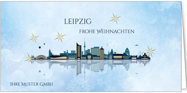 2023 für Firmen | Kategorie Städte Karten | Motiv: Leipzig - Modern (Blau) - Artikel Nummer 7028-802