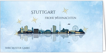 2024 für Firmen | Kategorie Städte Karten | Motiv: Stuttgart - Modern (Blau) - Artikel Nummer 7030-802