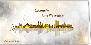 2024 für Firmen | Kategorie Städte Karten | Motiv: Chemnitz - Modern (Gold) - Artikel Nummer 7033-800