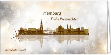 2023 für Firmen | Kategorie Städte Karten | Motiv: Hamburg - Modern (Gold) - Artikel Nummer 7037-800