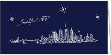 2023 für Firmen | Kategorie Städte Karten | Motiv: Frankfurt - Line Art (Blau) - Artikel Nummer 7080-804