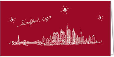 2024 für Firmen | Kategorie Städte Karten | Motiv: Frankfurt - Line Art (Rot) - Artikel Nummer 7080-805