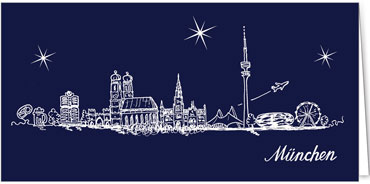 2023 für Firmen | Kategorie Städte Karten | Motiv: München - Line Art (Blau) - Artikel Nummer 7086-804