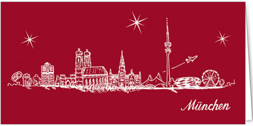 2024 für Firmen | Kategorie Städte Karten | Motiv: München - Line Art (Rot) - Artikel Nummer 7086-805