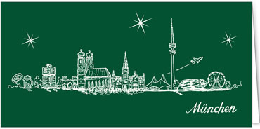 2024 für Firmen | Kategorie Städte Karten | Motiv: München - Line Art (Grün) - Artikel Nummer 7086-806