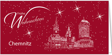 2023 für Firmen | Kategorie Städte Karten | Motiv: Chemnitz - Sightseeing (Rot) - Artikel Nummer 7091-805