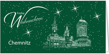 2024 für Firmen | Kategorie Städte Karten | Motiv: Chemnitz - Sightseeing (Grün) - Artikel Nummer 7091-806