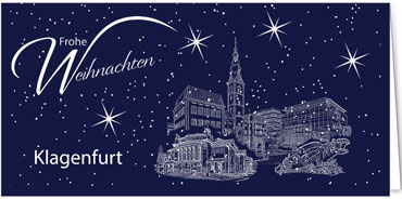 2024 für Firmen | Kategorie Städte Karten | Motiv: Klagenfurt - Sightseeing (Blau) - Artikel Nummer 7102-804