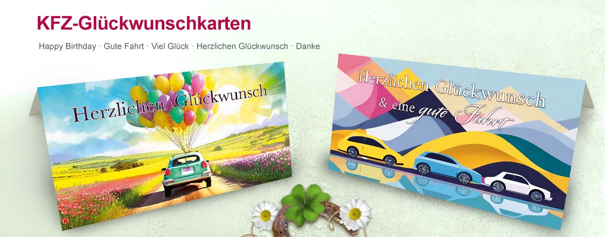 Glückwunschkarten-Motive für die KFZ-Branche