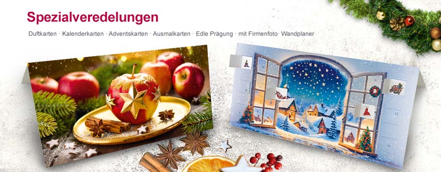 Weihnachtskarten mit Spezialveredelung