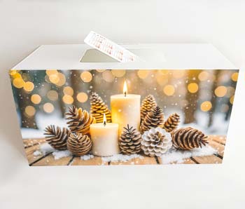 Weihnachtskarte mit ausbrechbarem Kalender für 2025 von oben betrachtet