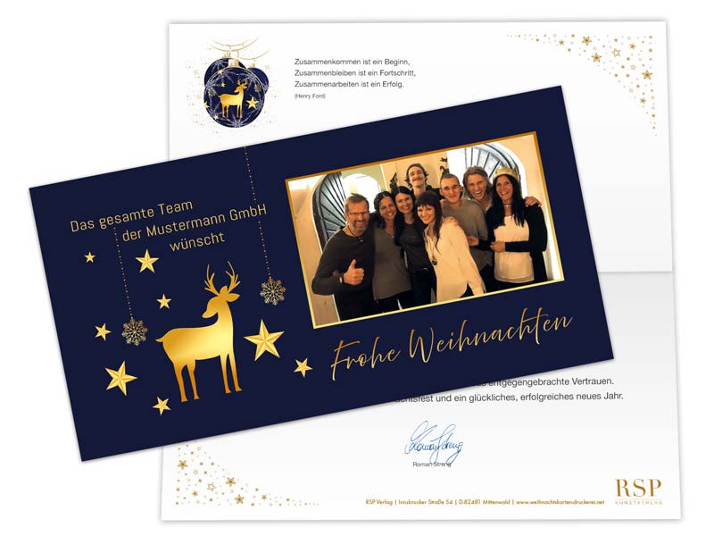 Weihnachtskarten-Motiv mit Firmenfoto