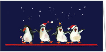 2025 für Firmen | Kategorie Blaue Impressionen | Motiv: Fröhliche Pinguine - Artikel Nummer 1007-804