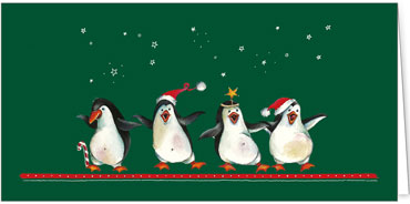 2025 für Firmen | Kategorie Grüne Impressionen | Motiv: Fröhliche Pinguine - Artikel Nummer 1007-806