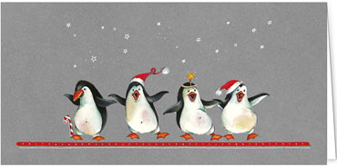 2025 für Firmen | Kategorie - Silber Struktur Optik - | Motiv: Fröhliche Pinguine - Artikel Nummer 1007-807