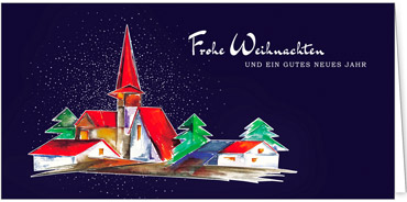 2025 für Firmen | Kategorie Blaue Impressionen | Motiv: Gemalte Kirche - Artikel Nummer 1024-804