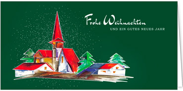 2025 für Firmen | Kategorie Grüne Impressionen | Motiv: Gemalte Kirche - Artikel Nummer 1024-806