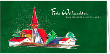 2025 für Firmen | Kategorie - Grüne Struktur Optik - | Motiv: Gemalte Kirche - Artikel Nummer 1024-809