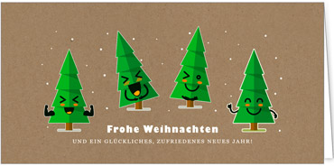 2025 für Firmen | Kategorie - Kraftpapier Optik - | Motiv: Witzige Tannen - Artikel Nummer 1026-808