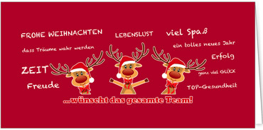 2025 für Firmen | Kategorie Rote Impressionen | Motiv: Rentier-Team - Artikel Nummer 1027-805