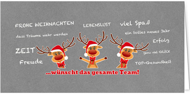 2025 für Firmen | Kategorie - Silber Struktur Optik - | Motiv: Rentier-Team - Artikel Nummer 1027-807