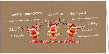 2025 für Firmen | Kategorie - Kraftpapier Optik - | Motiv: Rentier-Team - Artikel Nummer 1027-808