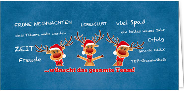 2025 für Firmen | Kategorie - Blaue Struktur Optik - | Motiv: Rentier-Team - Artikel Nummer 1027-810