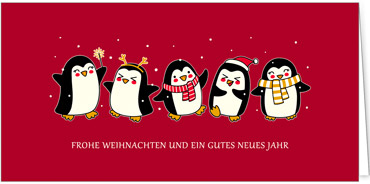 2025 für Firmen | Kategorie Rote Impressionen | Motiv: Pinguinfreude - Artikel Nummer 1029-805