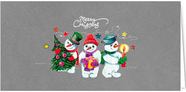 2025 für Firmen | Kategorie - Silber Struktur Optik - | Motiv: Süße Schneemänner - Artikel Nummer 1037-807