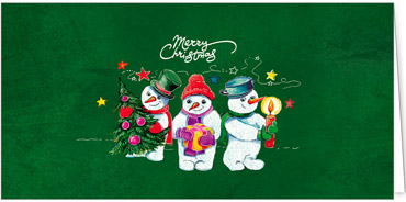 2025 für Firmen | Kategorie - Grüne Struktur Optik - | Motiv: Süße Schneemänner - Artikel Nummer 1037-809