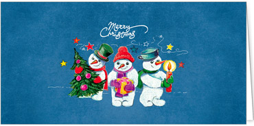 2025 für Firmen | Kategorie - Blaue Struktur Optik - | Motiv: Süße Schneemänner - Artikel Nummer 1037-810