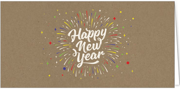 2025 für Firmen | Kategorie - Kraftpapier Optik - | Motiv: Buntes Silvester - Artikel Nummer 1047-808