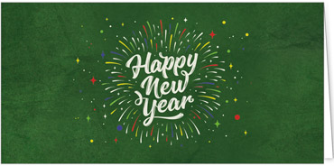 2025 für Firmen | Kategorie - Grüne Struktur Optik - | Motiv: Buntes Silvester - Artikel Nummer 1047-809