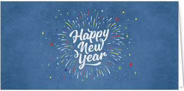 2025 für Firmen | Kategorie - Blaue Struktur Optik - | Motiv: Buntes Silvester - Artikel Nummer 1047-810