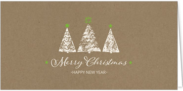 2025 für Firmen | Kategorie - Kraftpapier Optik - | Motiv: Effektvolle Tannen - Artikel Nummer 1061-808