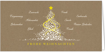 2025 für Firmen | Kategorie - Kraftpapier Optik - | Motiv: Baum aus Sternen - Artikel Nummer 1067-808