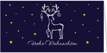 2025 für Firmen | Kategorie Blaue Impressionen | Motiv: Geschmücktes Rentier - Artikel Nummer 1080-804