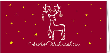 2025 für Firmen | Kategorie Rote Impressionen | Motiv: Geschmücktes Rentier - Artikel Nummer 1080-805