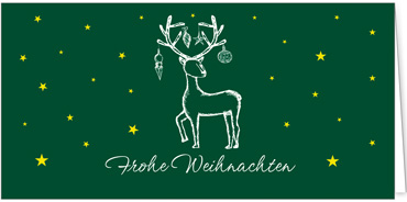 2025 für Firmen | Kategorie Grüne Impressionen | Motiv: Geschmücktes Rentier - Artikel Nummer 1080-806