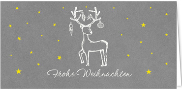 2025 für Firmen | Kategorie - Silber Struktur Optik - | Motiv: Geschmücktes Rentier - Artikel Nummer 1080-807
