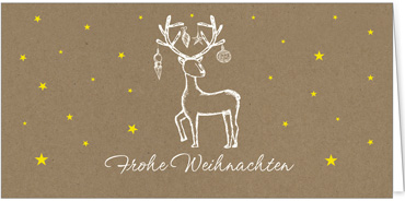2025 für Firmen | Kategorie - Kraftpapier Optik - | Motiv: Geschmücktes Rentier - Artikel Nummer 1080-808