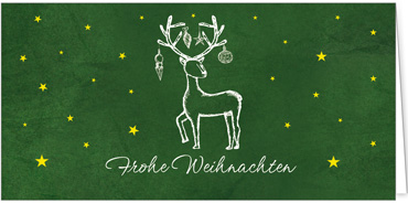 2025 für Firmen | Kategorie - Grüne Struktur Optik - | Motiv: Geschmücktes Rentier - Artikel Nummer 1080-809